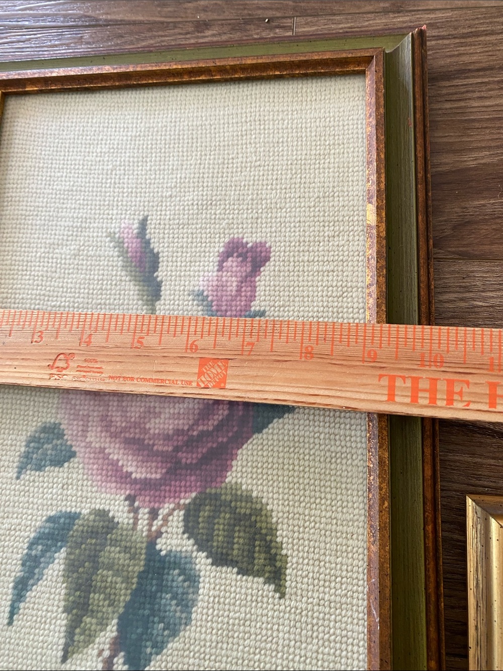 2 vintage framed needlepoint rose pictures. Gallery wall - Picture 4 of 7